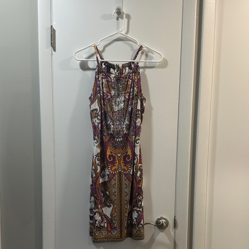 INC International Concepts Purple and Gold Paisley Midi Dress